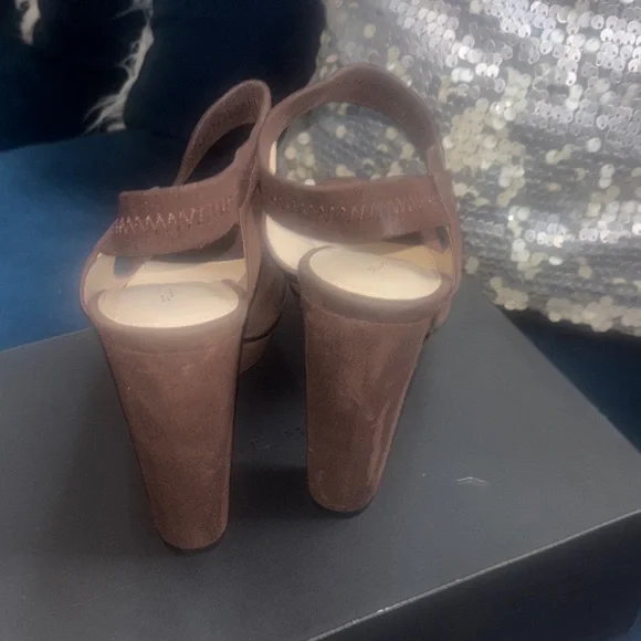 Pelle Moda Dark Brown Peep-Toe Heels - Picture 10 of 12